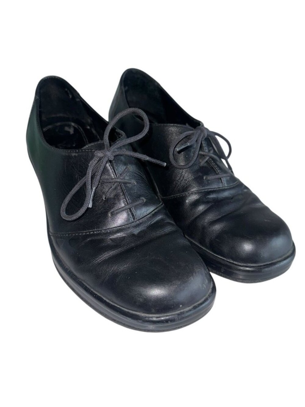 Dansko Womens Anisette Black Leather Heeled Tie Oxford Shoes Size 38 Or 7.5-8